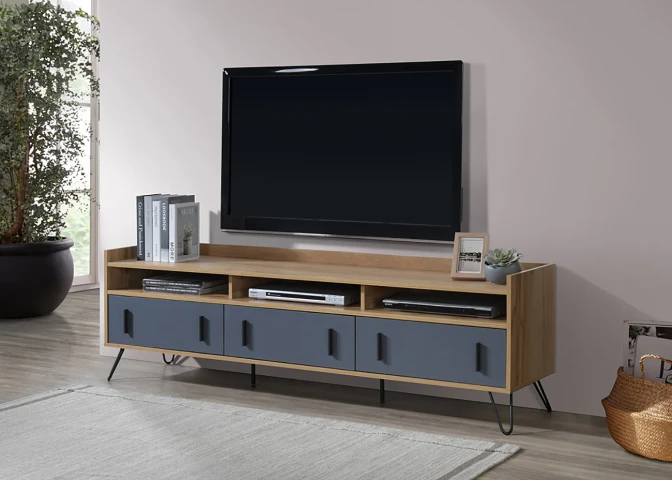 Industrial TV Stand with 3 Drawers