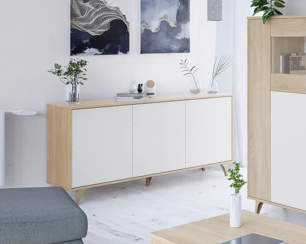 Sideboard Kikua Plus 154x75 cm. 3 Doors. Living Room or Dining Room Furniture