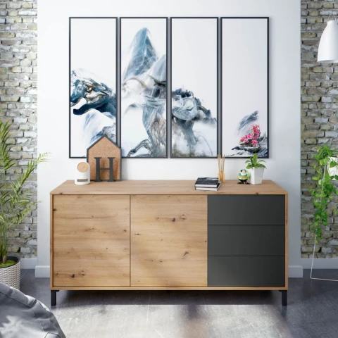 Sideboard 154x74 cm with Two Doors and Three Drawers - Living or Dining Room Furniture