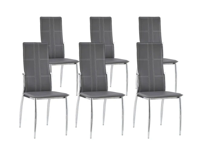 Dining Chair in Faux Leather/Metal pack of 6