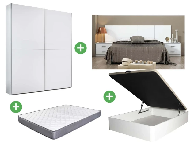 Savings Pack: Couple Bedroom Set + Lift-Up Bed Base + Basic Mattress + Time Wardrobe
