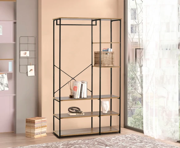 Sil Wardrobe with Shelving, Industrial Style