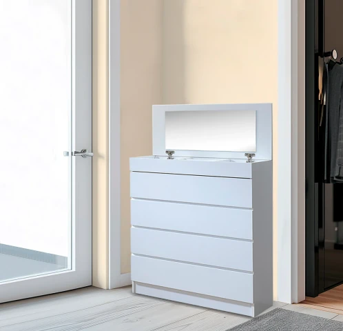 Alava 4-Drawer Dresser with Integrated Mirror