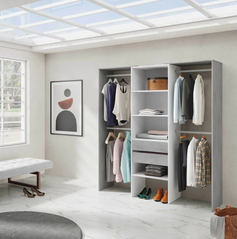 Tidy Walk-In Closet with 2 Drawers 202x179cm