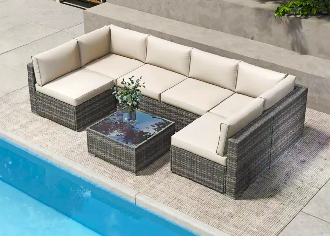 7-Piece Outdoor Rattan PE Sofa Set – Garden and Terrace Furniture