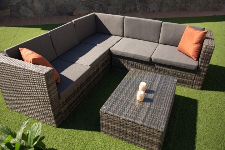 Corner Sofa Set in Synthetic Rattan – Garden and Terrace Furniture