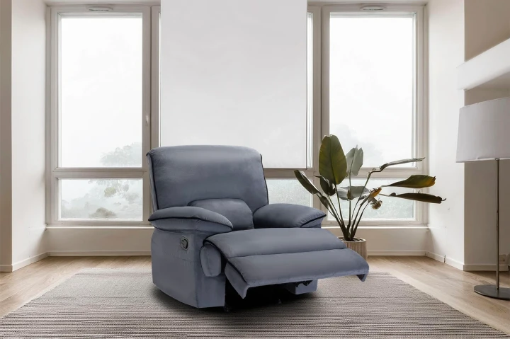 Elijah Manual Recliner Chair 1-Seater Grey